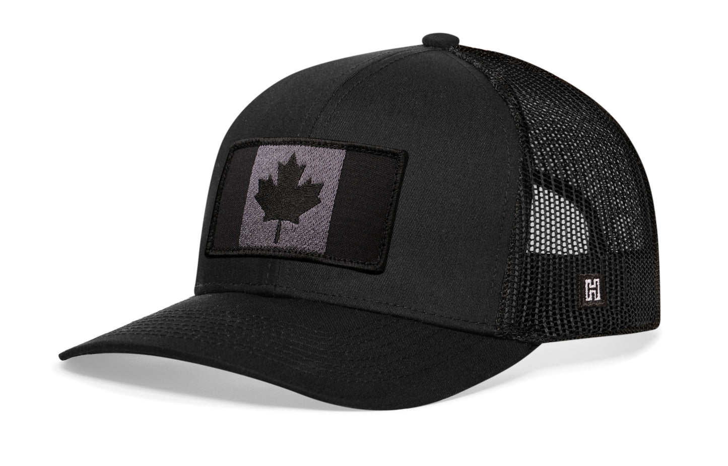 Haka Canada Tactical Flag Trucker Hat, Black snapback, fans of Hockey. The Great White North