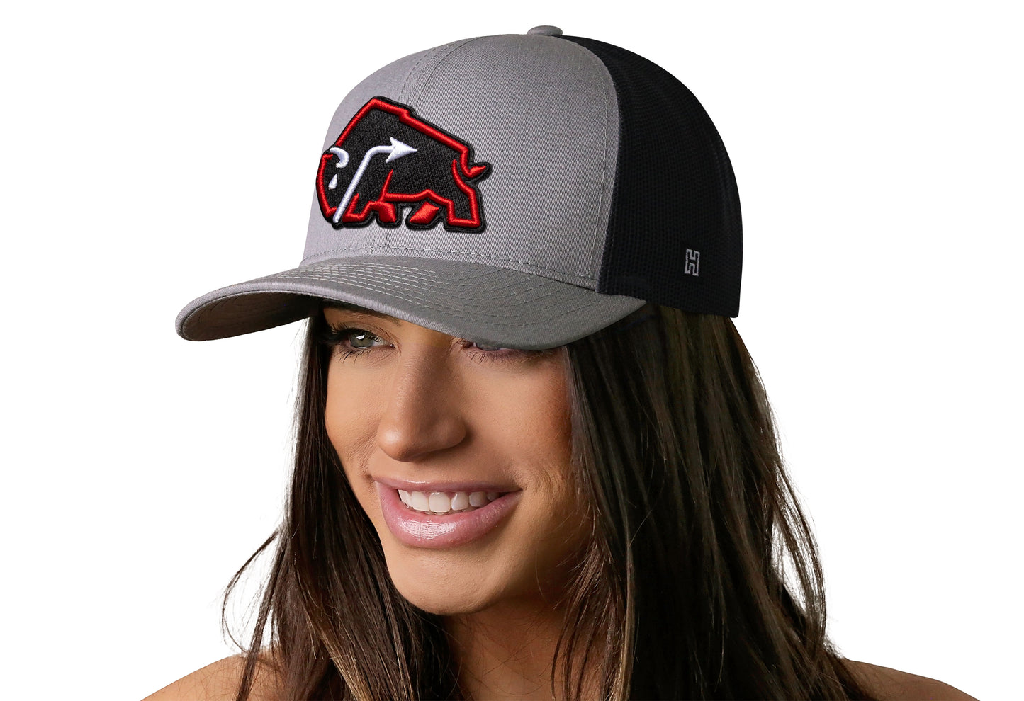 Gorra JBR Red Bison | Gorra snapback de búfalo gris y negro