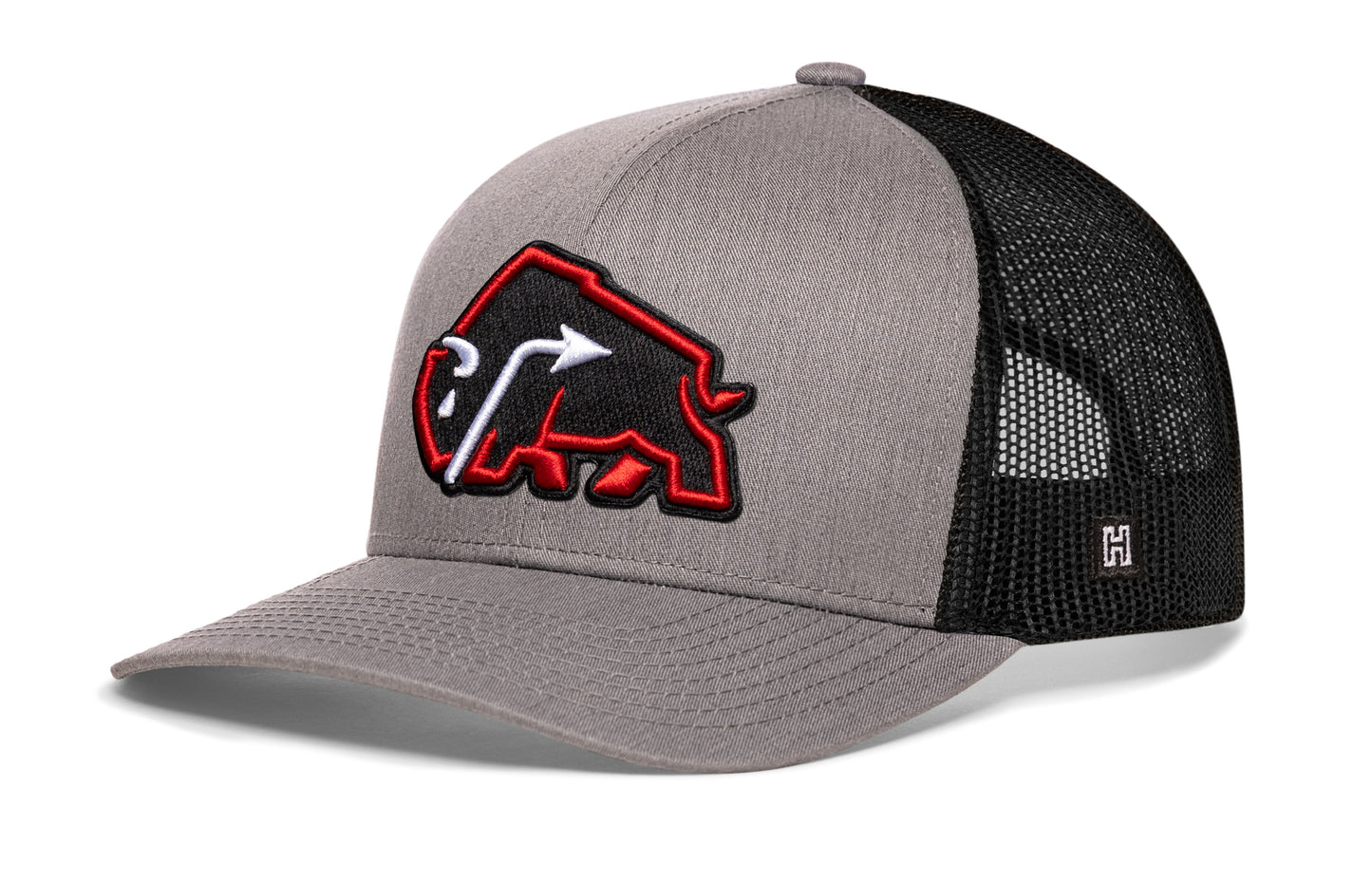 Gorra JBR Red Bison | Gorra snapback de búfalo gris y negro
