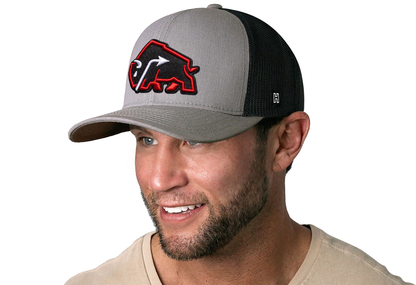 Gorra JBR Red Bison | Gorra snapback de búfalo gris y negro