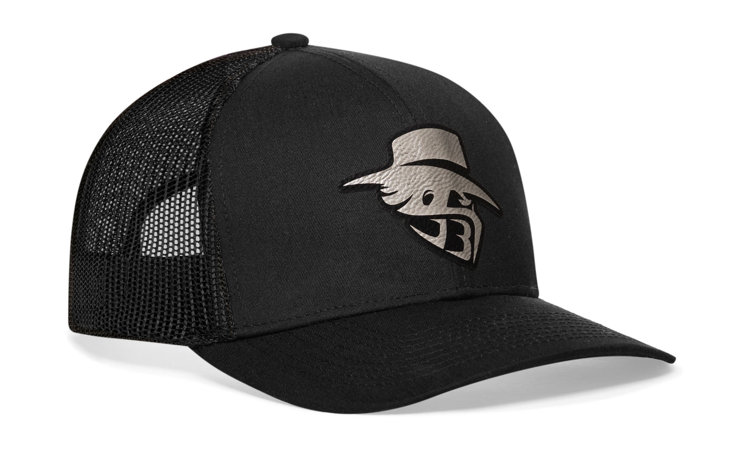 Gorra JBR con logotipo plateado | Gorra snapback de cuero metalizado negro