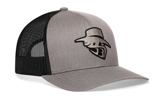 JBR Silver Logo  |  Gray Black Metallic Leather Snapback
