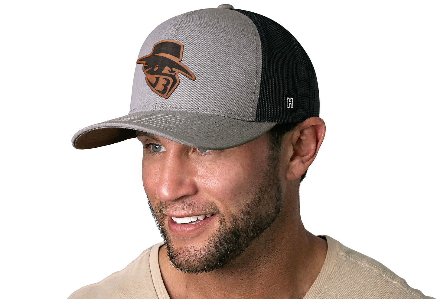 Logotipo de JBR | Gorra snapback de piel sintética gris y negra