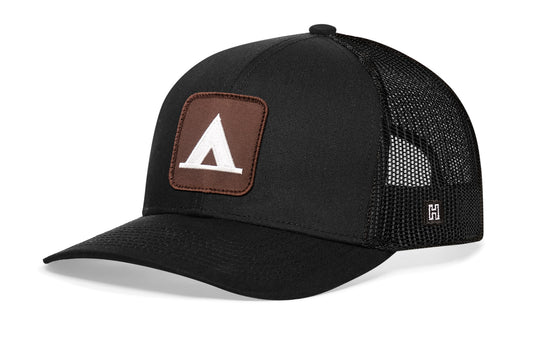 Haka NP Campsite Trucker Hat, Black snapback For fans of camping. The Wilderness.