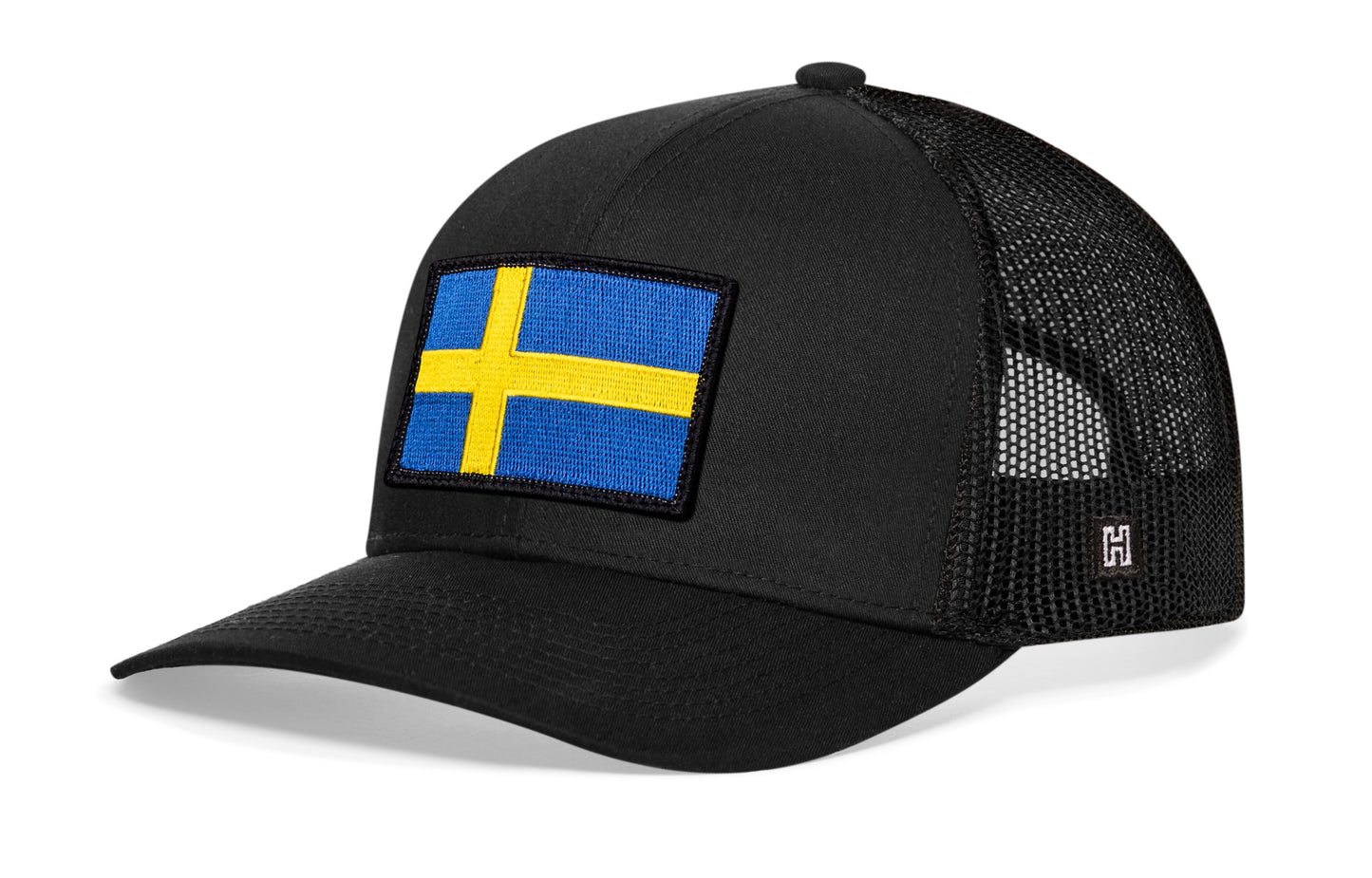 Haka Swedish Flag Trucker Hat, Black snapback, fans of the Stockholm. The Elongated Country
