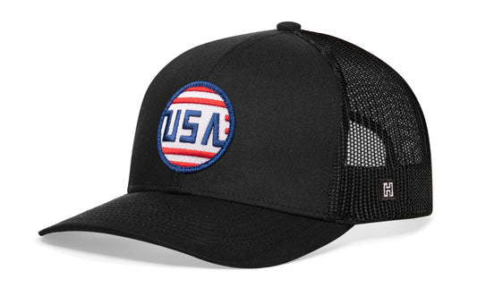 Haka USA Stripes Trucker Hat, Black snapback, fans of 4th of July. An American Hat