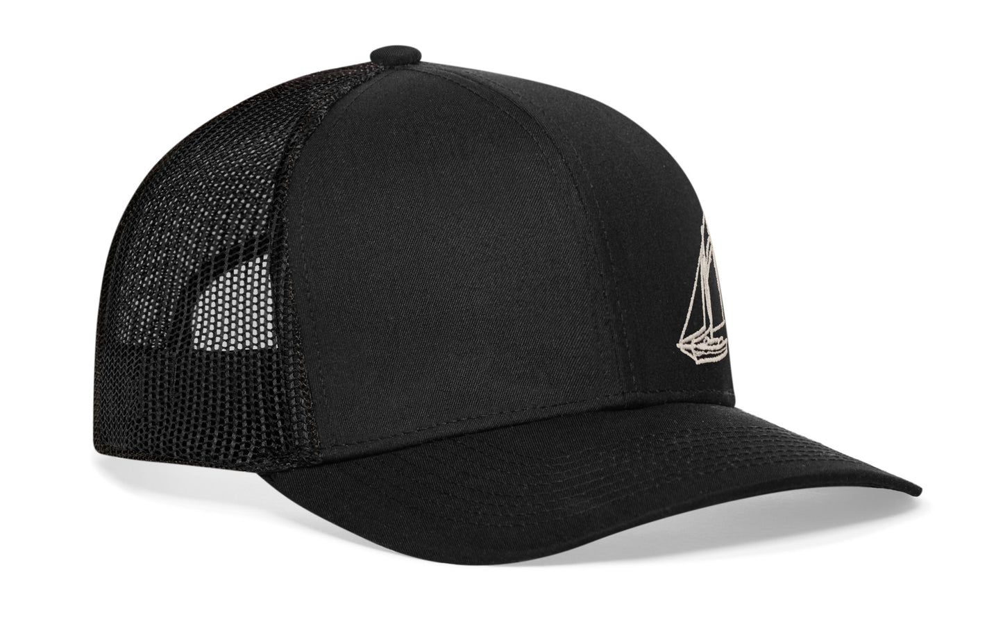 Gorra de camionero con diseño de velero | Snapback negra