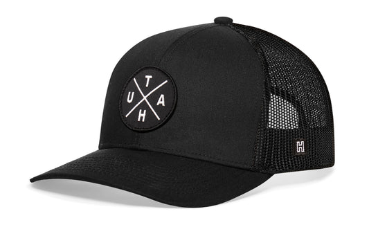 Haka Utah X Trucker Hat, Black snapback For fans of The Beehive State.