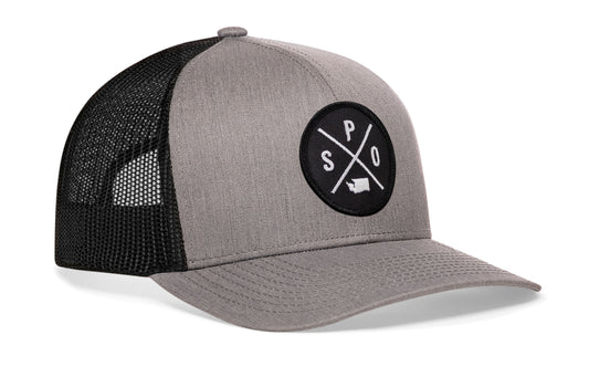 Gorra de camionero Spokane | Gorra snapback SPO gris y negra