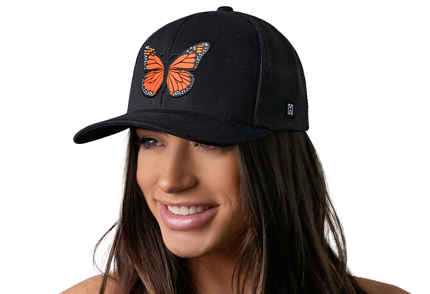 Butterfly Trucker Hat Rubber | Black Butterfly Snapback