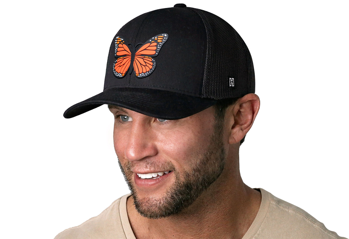 Butterfly Trucker Hat Rubber | Black Butterfly Snapback