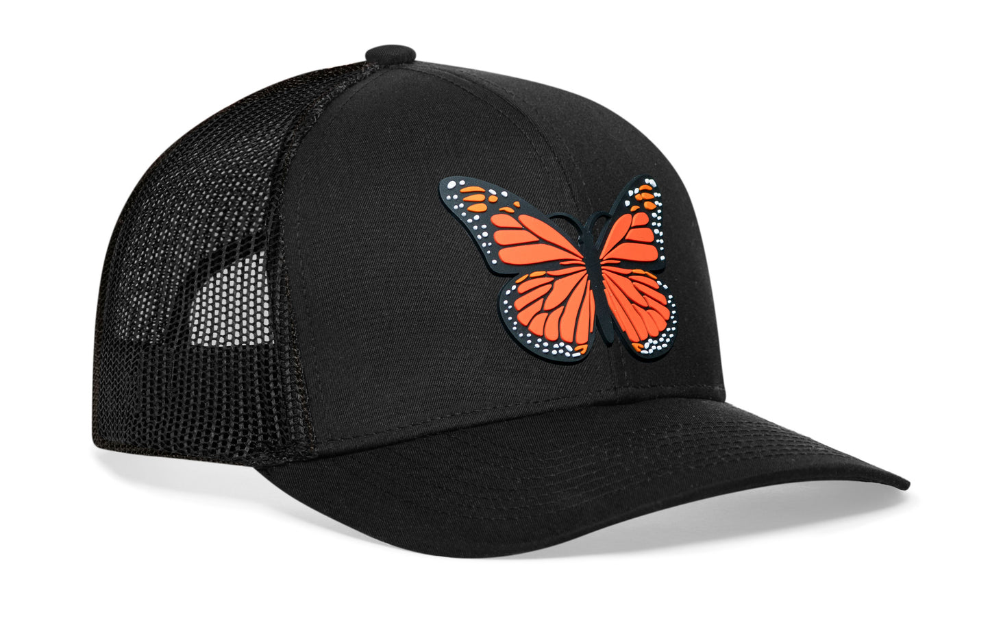 Butterfly Trucker Hat Rubber | Black Butterfly Snapback