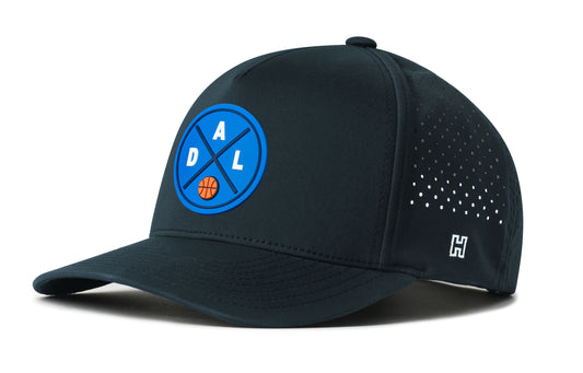 Dallas Basketball Performance 5-Panel Hat, navy snapback showing Haka brandmark on left side of cap.
Dallas.