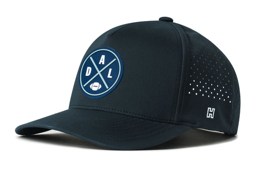 Dallas Football Performance 5-Panel Hat, navy snapback showing Haka brandmark on left side of cap.
Rep Dallas.
