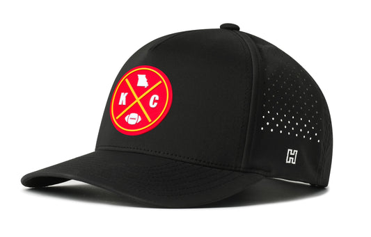 Kansas City Football Performance 5-Panel Hat, black snapback showing Haka brandmark on left side of cap.
Rep Kansas City.
