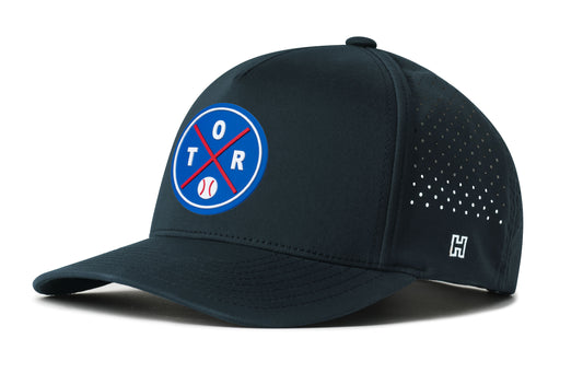 Toronto Baseball Performance 5-Panel Hat, navy snapback showing Haka brandmark on left side of cap.
Toronto.