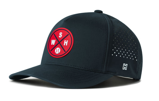 Washington DC Baseball Performance 5-Panel Hat, navy snapback showing Haka brandmark on left side of cap.
Washington DC.