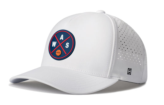 Washington DC Basketball Performance 5-Panel Hat, white snapback showing Haka brandmark on left side of cap.