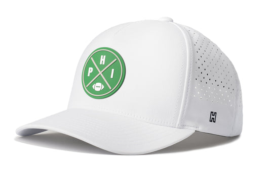 Philadelphia Football Performance 5-Panel Hat, white snapback showing Haka brandmark on left side of cap.