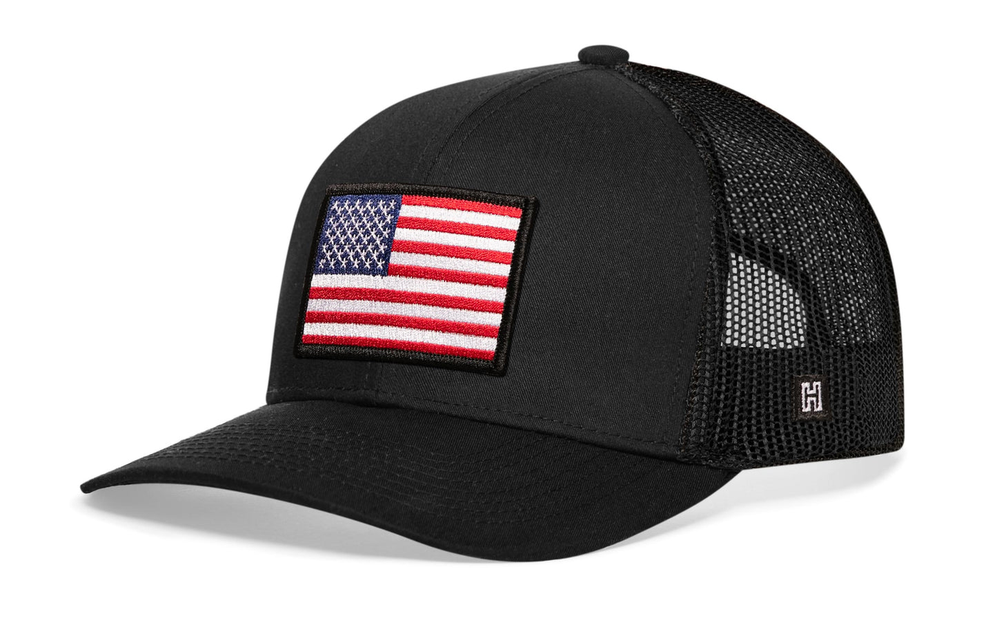 Haka American Flag Trucker Hat, black snapback, patriots and freedom loving Americans