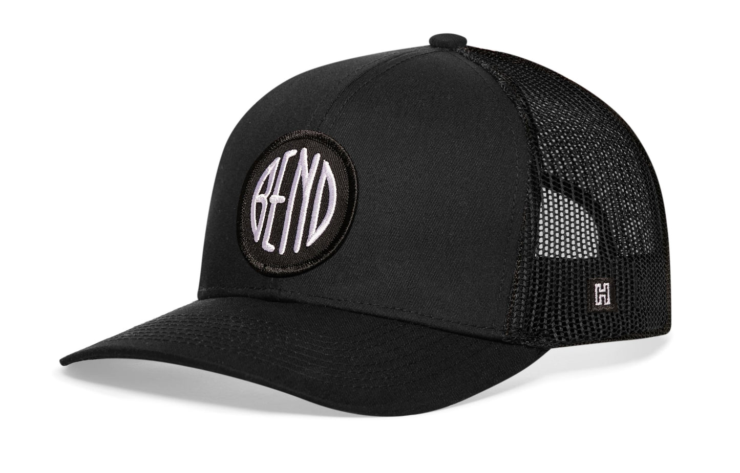 Haka Bend Trucker Hat, Black snapback, fans of the Deschutes River City and the Outdoor enthusiasts mecca. Beer Town USA