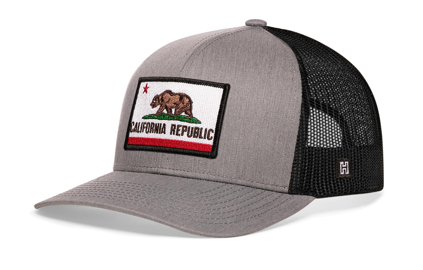 Haka California Flag Trucker Hat, Gray-Black snapback, fans of the Golden State