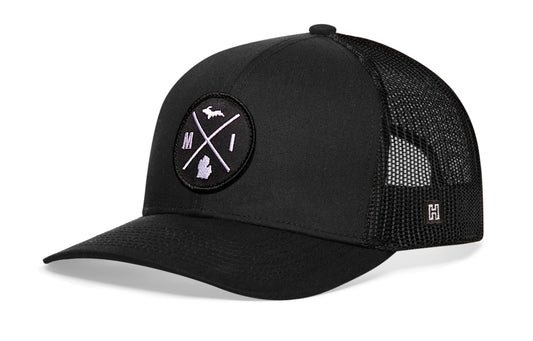 Haka Michigan Trucker Hat, Black snapback, fans of Michigan. The Great Lake State