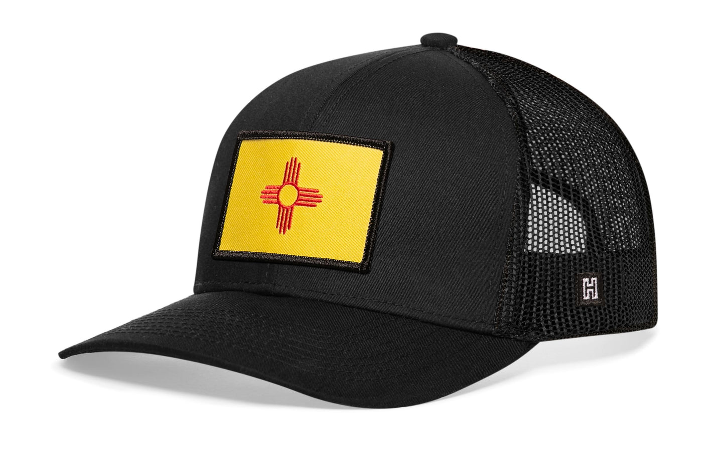Haka New Mexico Flag Trucker Hat, Black snapback, fans of Albuquerque. The 505.