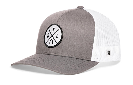 Haka St Louis Trucker Hat, Gray-White snapback, fans of The Lou. Gateway to the West