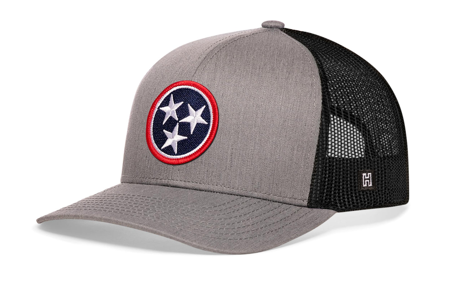 Haka Tennessee Flag Trucker Hat, Gray-Black snapback for fans of The Music City State.