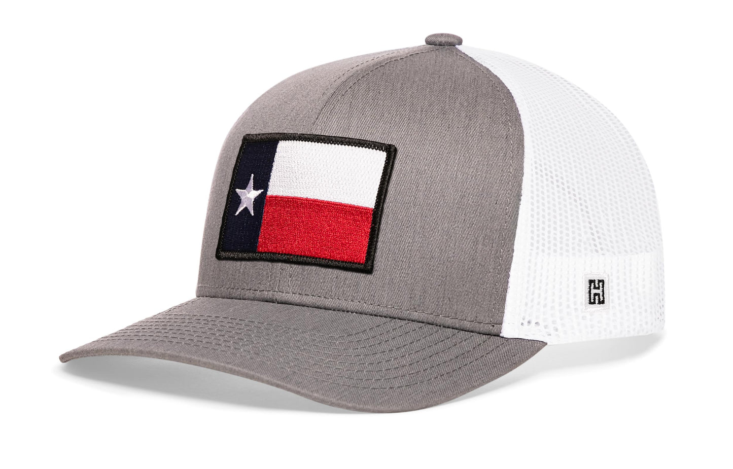Haka Texas Flag Trucker Hat, Gray-White snapback for fans of Texas. The Friendly State.