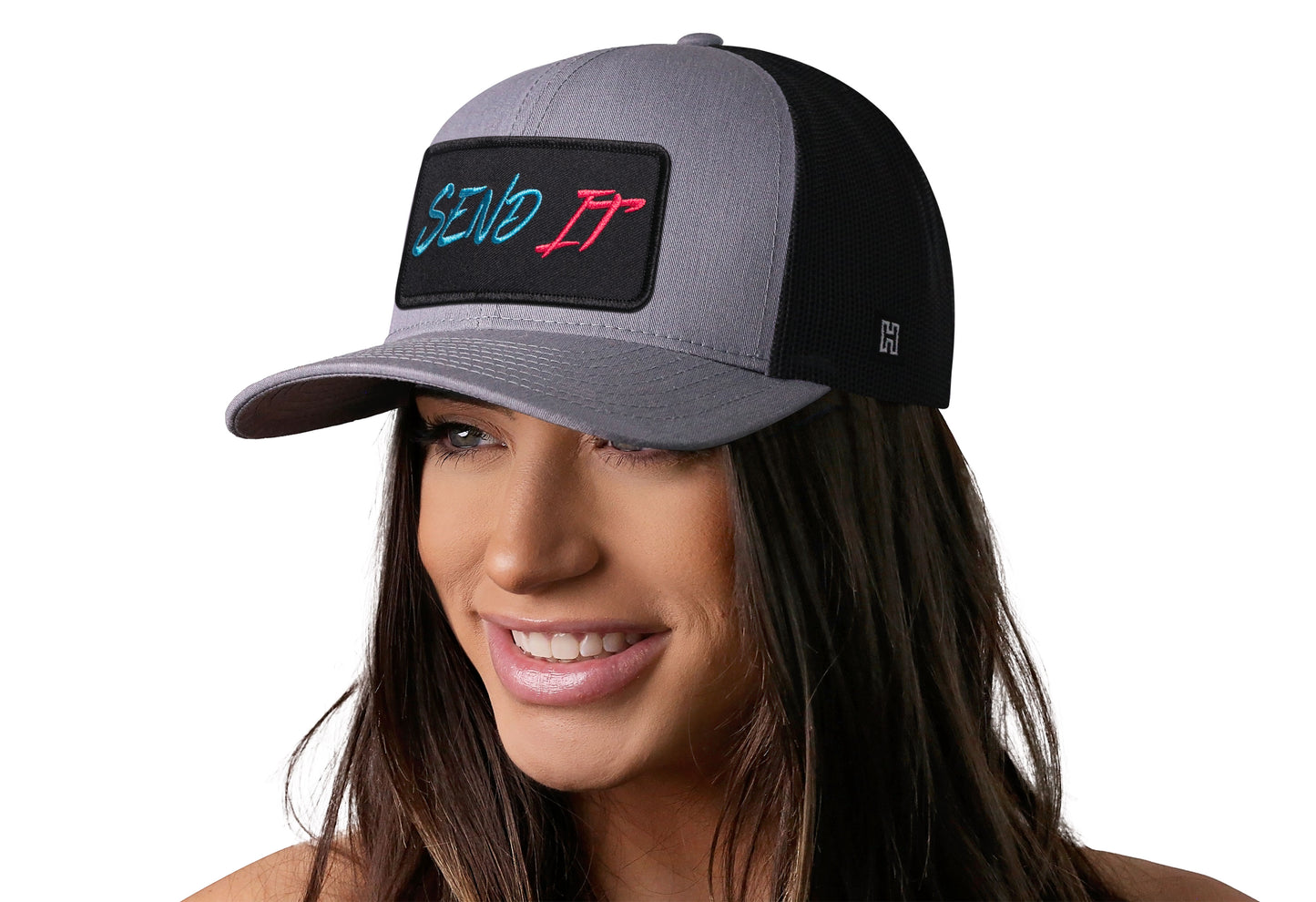 Gorra de camionero Send It | Snapback gris y negra