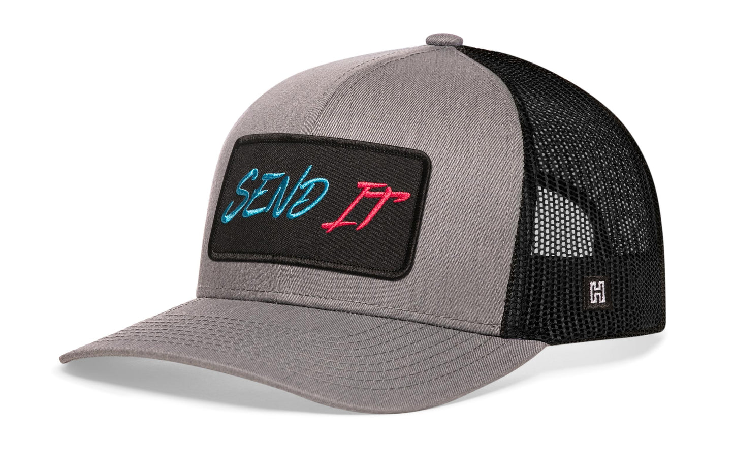 Gorra de camionero Send It | Snapback gris y negra