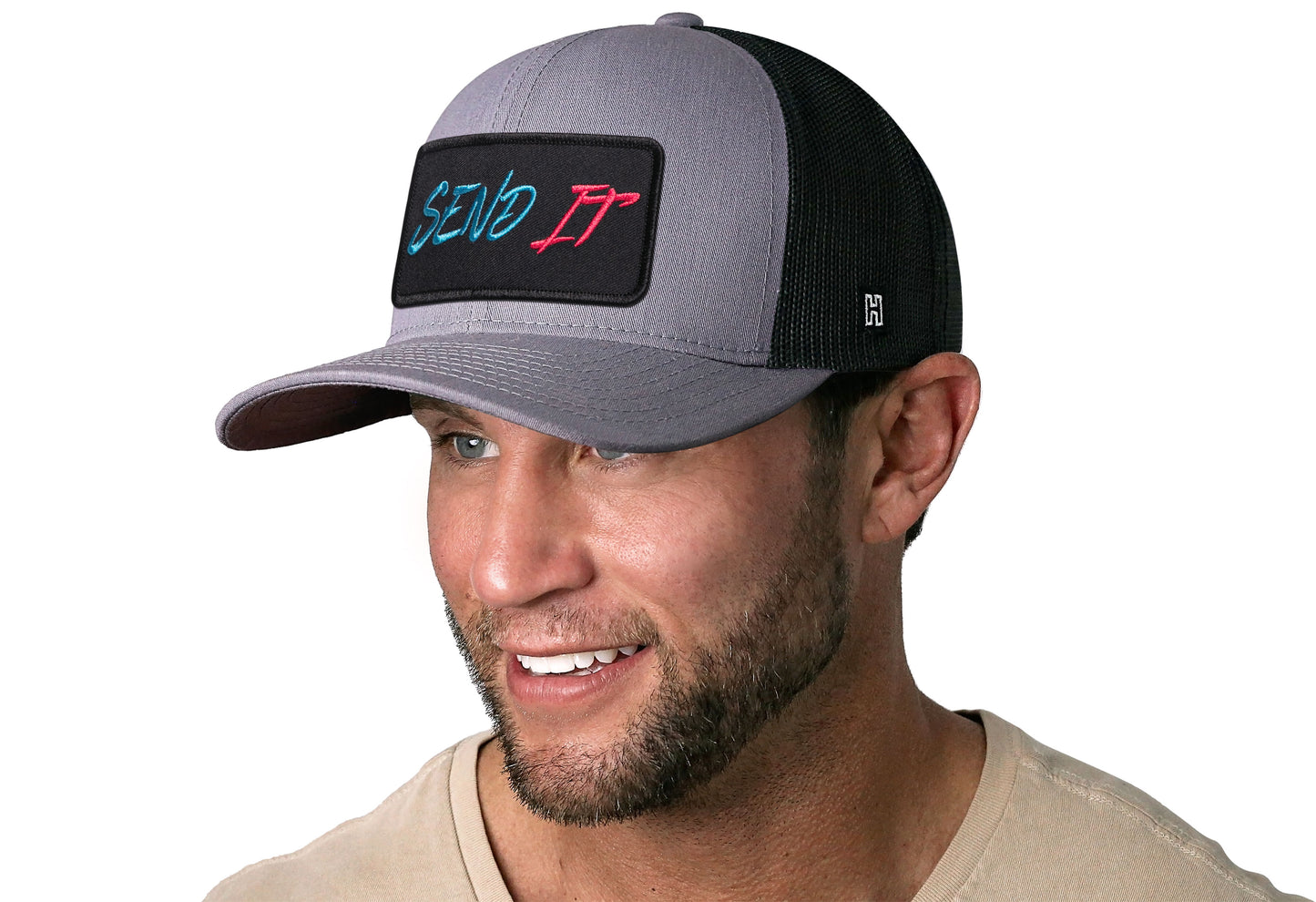 Gorra de camionero Send It | Snapback gris y negra