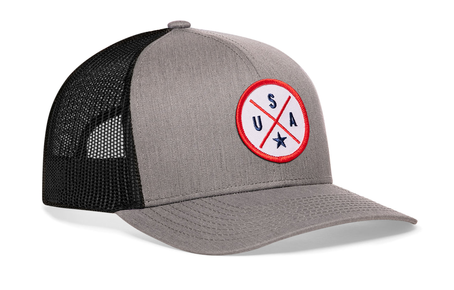Gorra de camionero de EE. UU. | Gorra snapback americana gris y negra