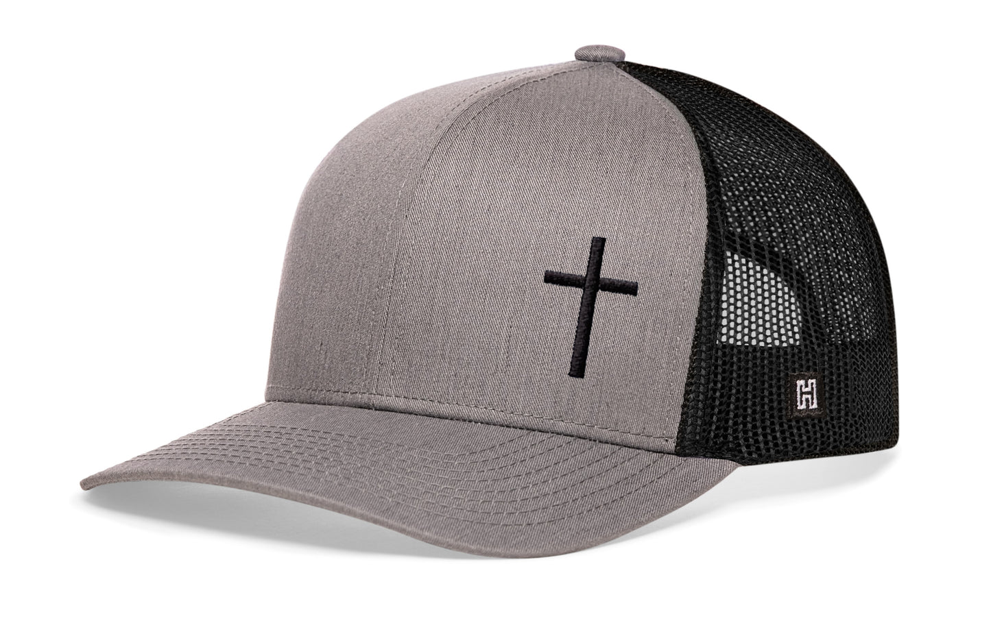 Gorra de camionero con cruz | Gorra snapback cristiana gris y negra