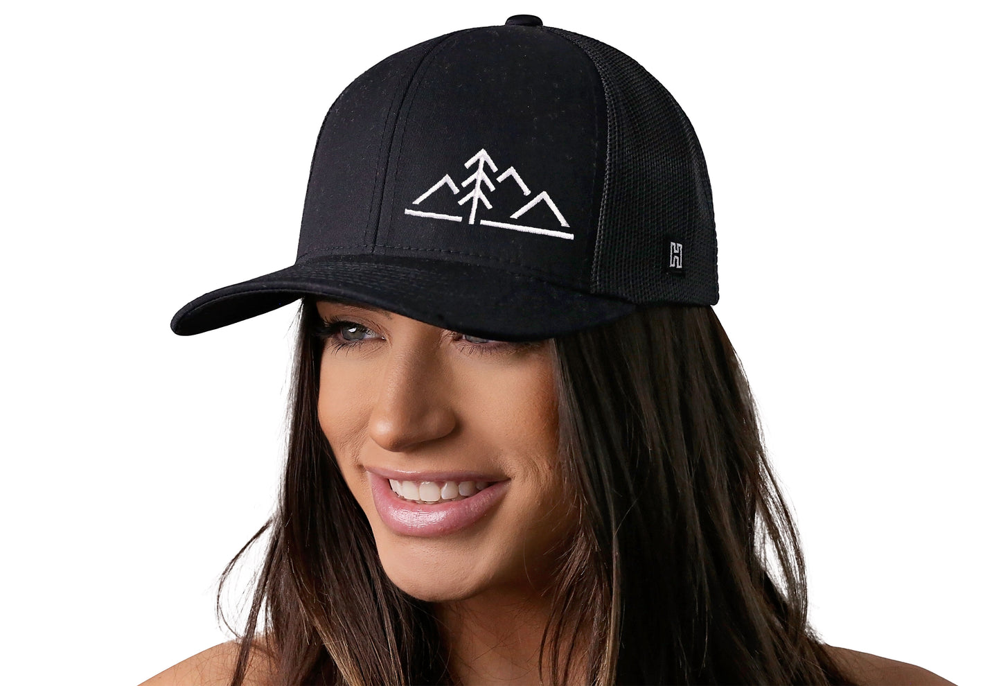 Mountains Trucker Hat | Black Outdoors Snapback