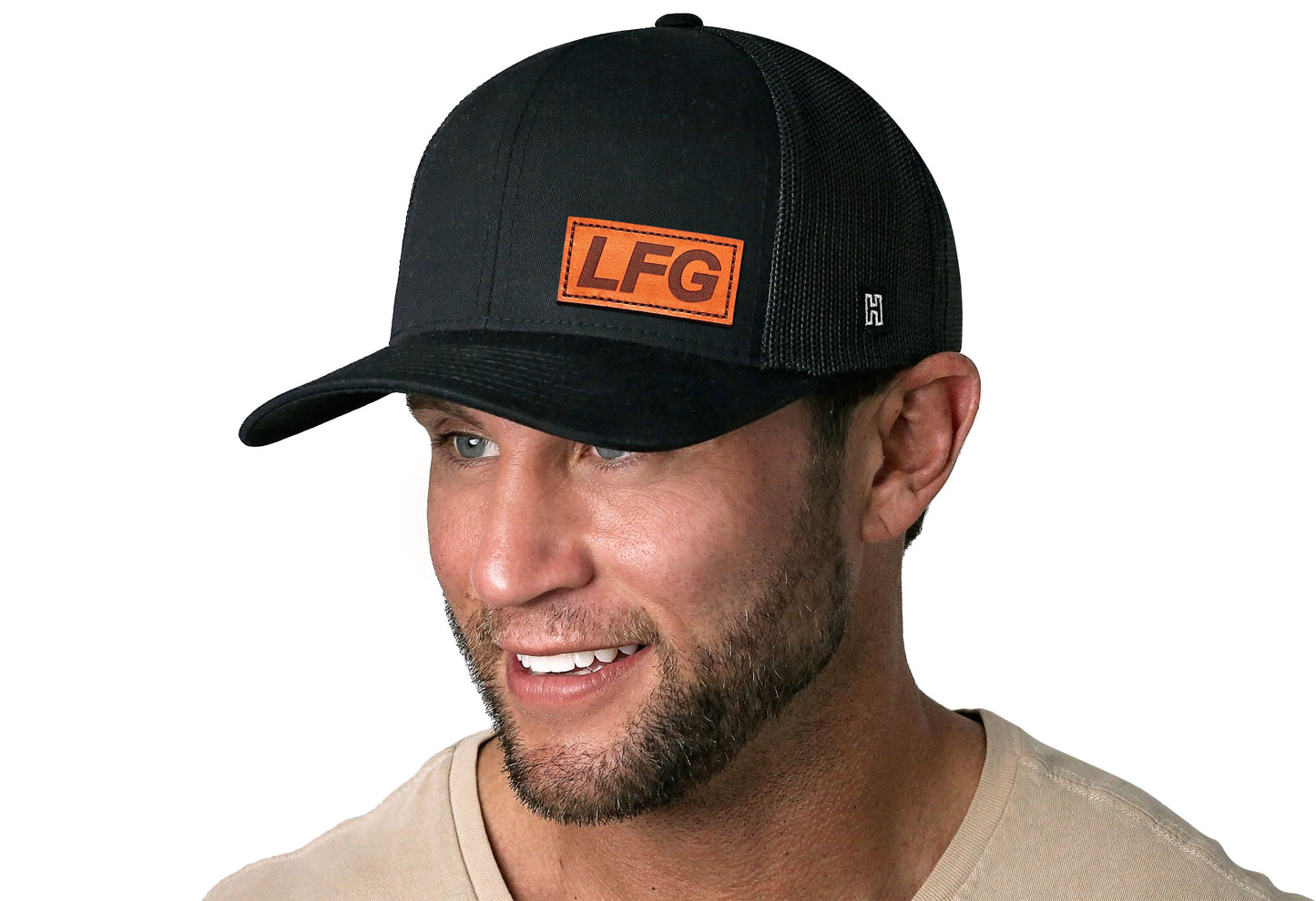 Gorra de camionero de cuero LFG | Gorra snapback Let's Go negra