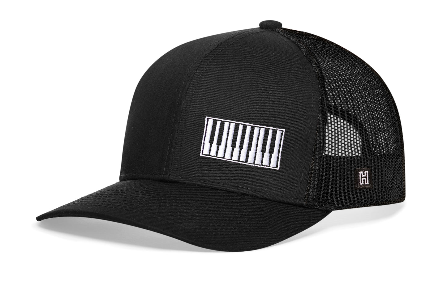 Gorra de camionero con teclas de piano | Gorra negra tipo piano