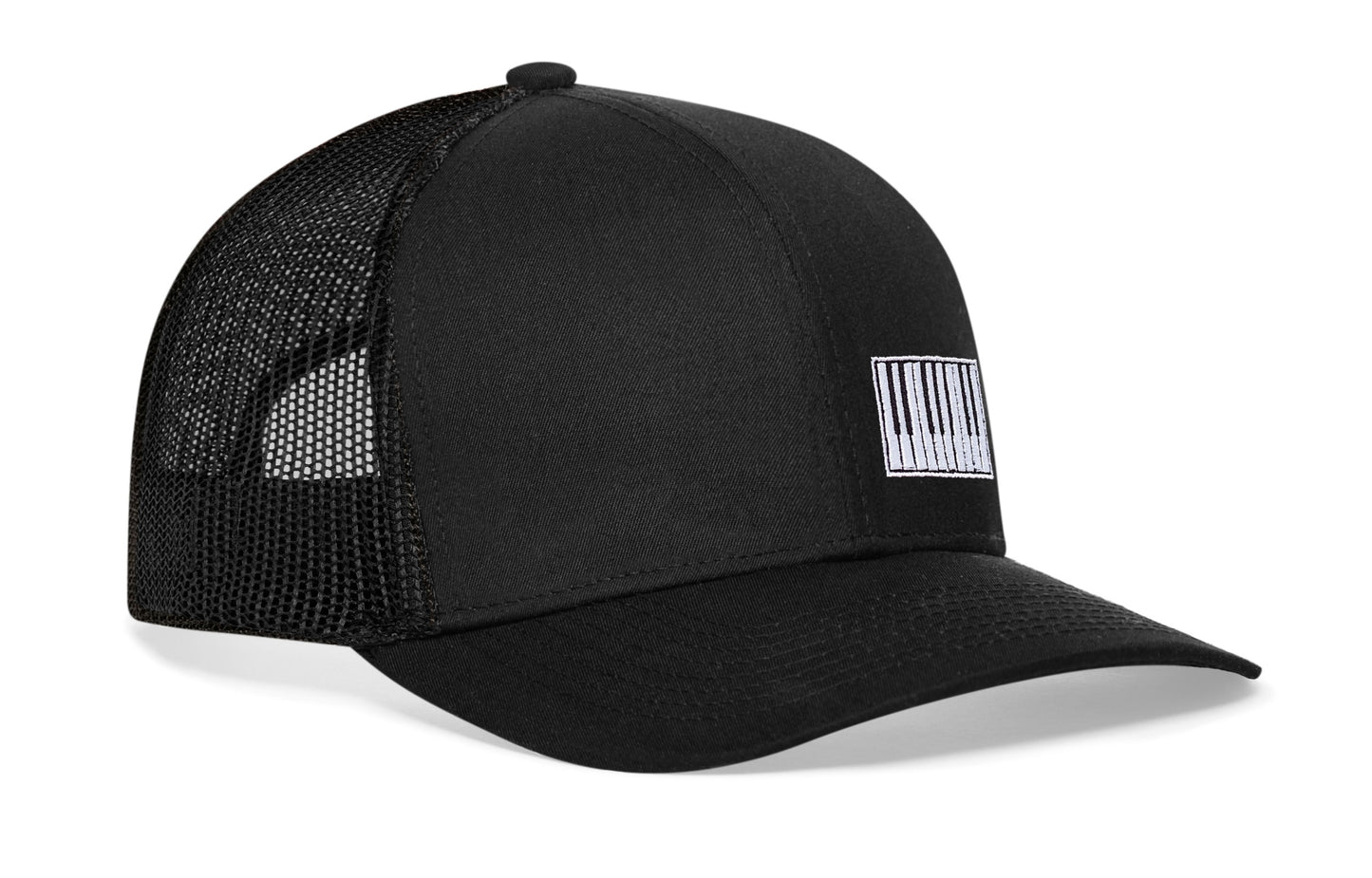 Gorra de camionero con teclas de piano | Gorra negra tipo piano
