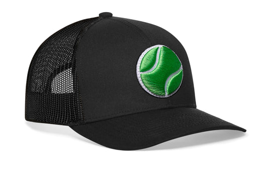 Gorra de camionero de tenis | Gorra snapback negra con pelota de tenis
