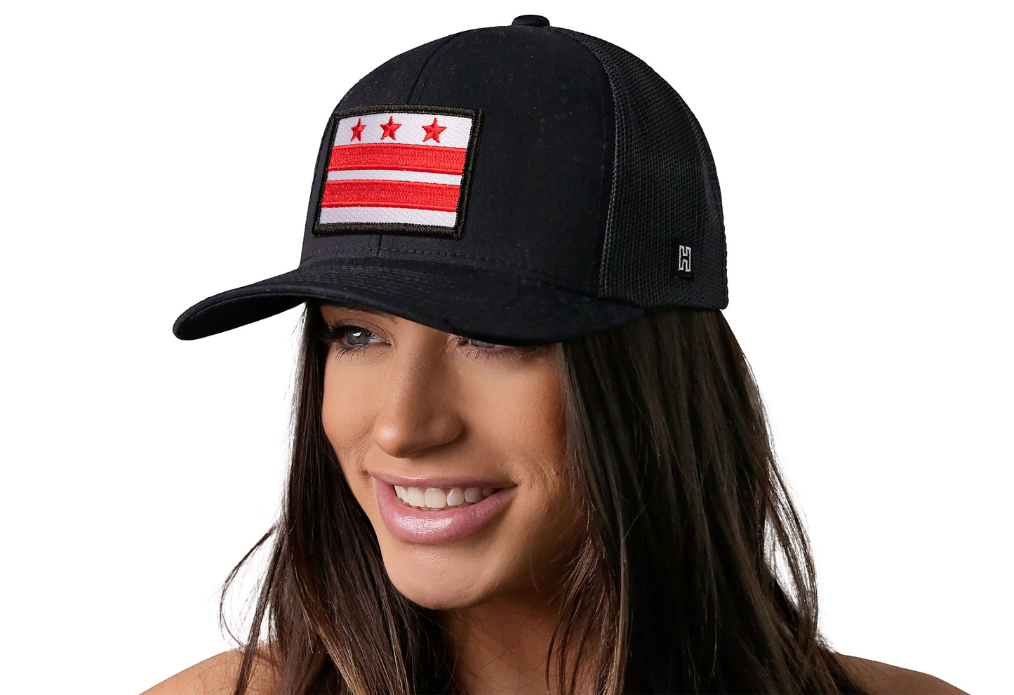 Gorra de camionero con la bandera de Washington D. C. | Gorra snapback negra de Washington D. C.