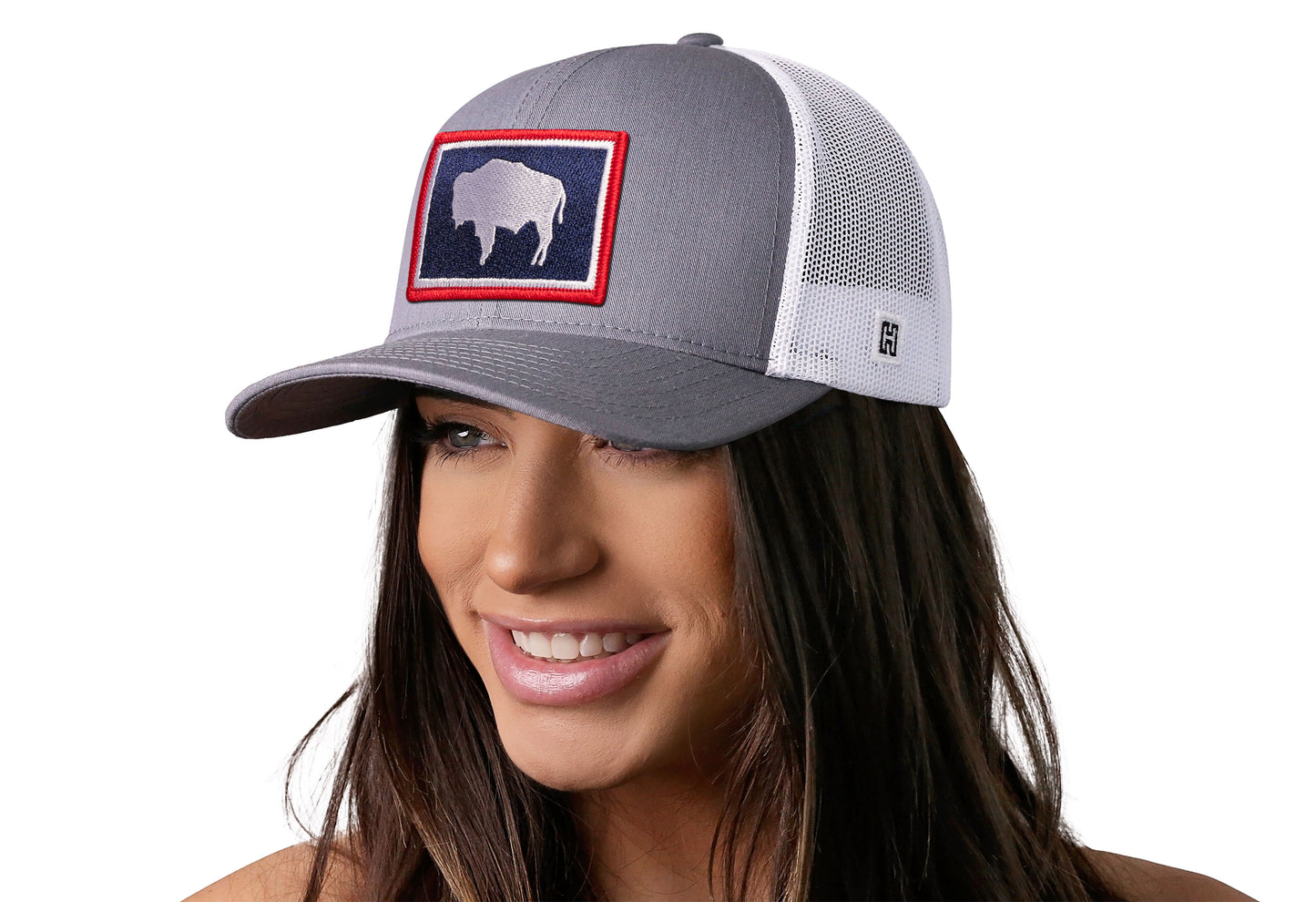 Wyoming Flag Trucker Hat | Gray White WY Snapback