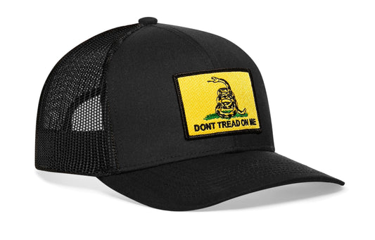Dont Tread on Me Trucker Hat | Black Gadsden Flag Snapback