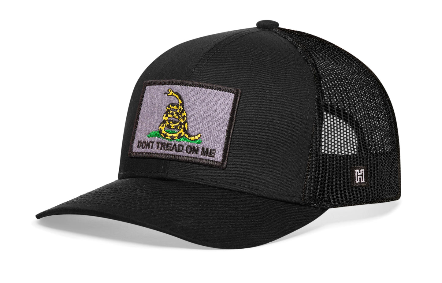 Gorra de camionero "No me pises" | Gorra táctica snapback negra con la bandera de Gadsden
