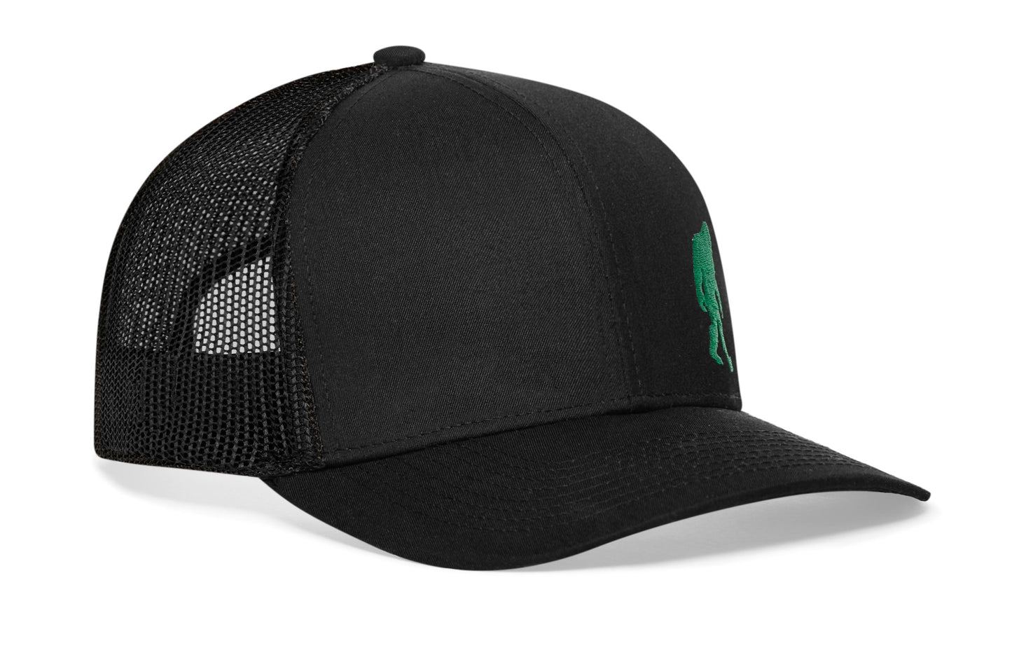 Green Bigfoot Trucker Hat | Black Sasquatch Snapback