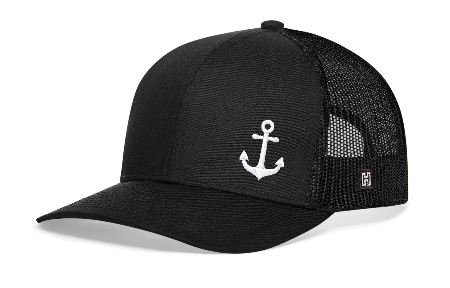 Gorra de camionero con ancla | Gorra náutica negra tipo snapback