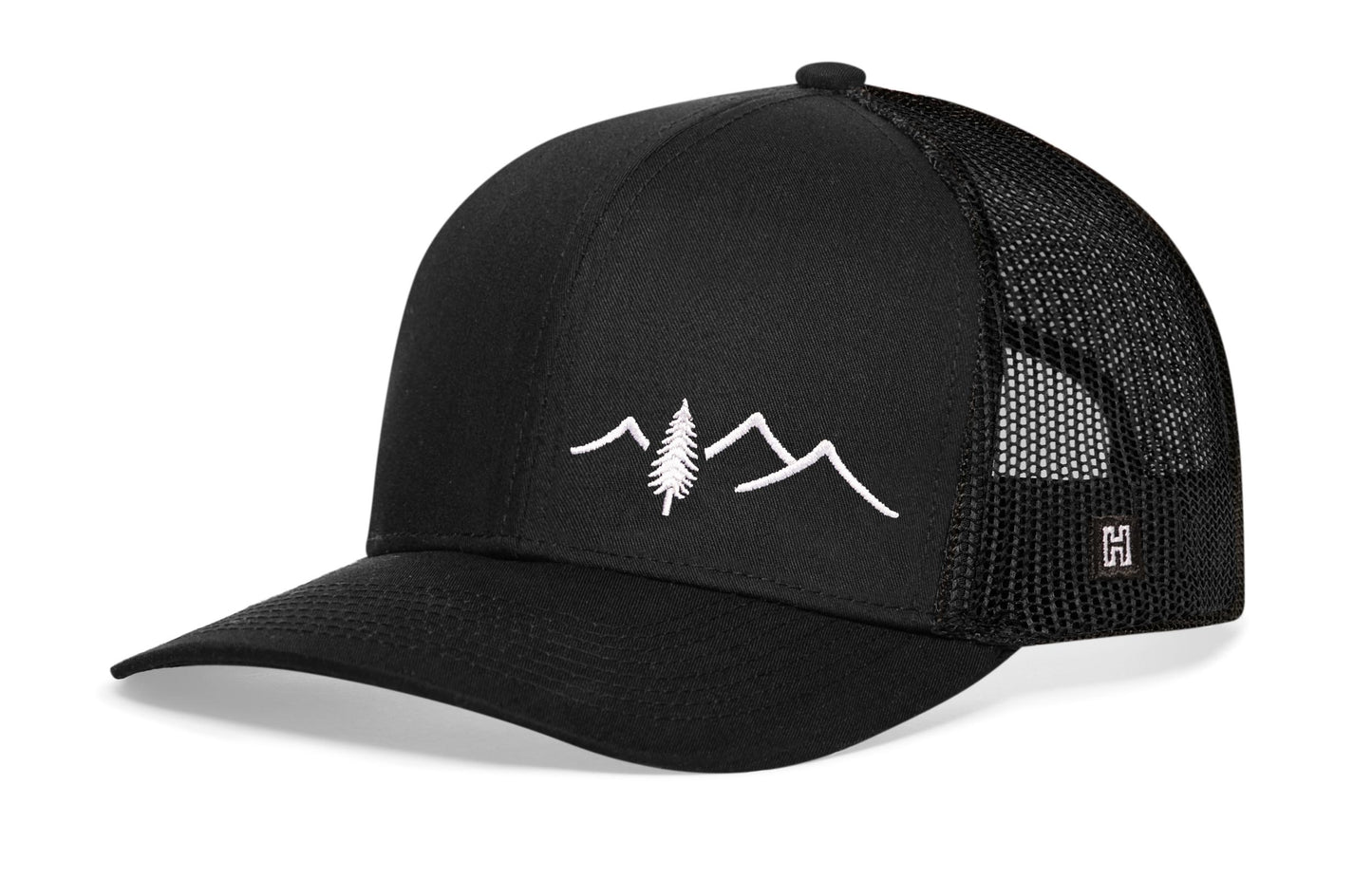 Gorra de camionero Mountains | Gorra negra tipo snapback para actividades al aire libre