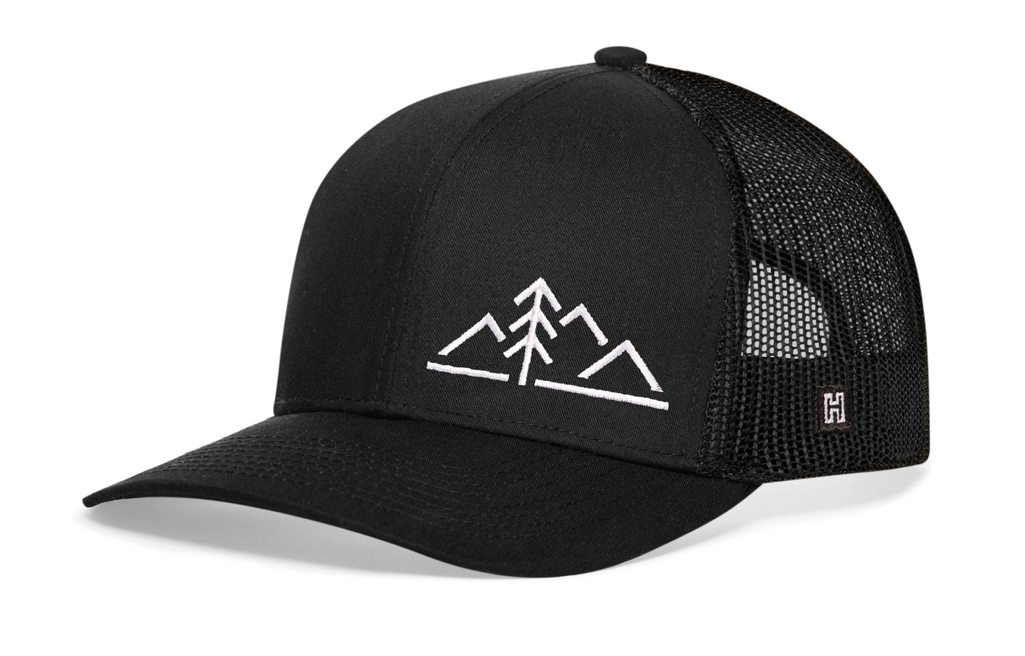 Mountains Trucker Hat | Black Outdoors Snapback