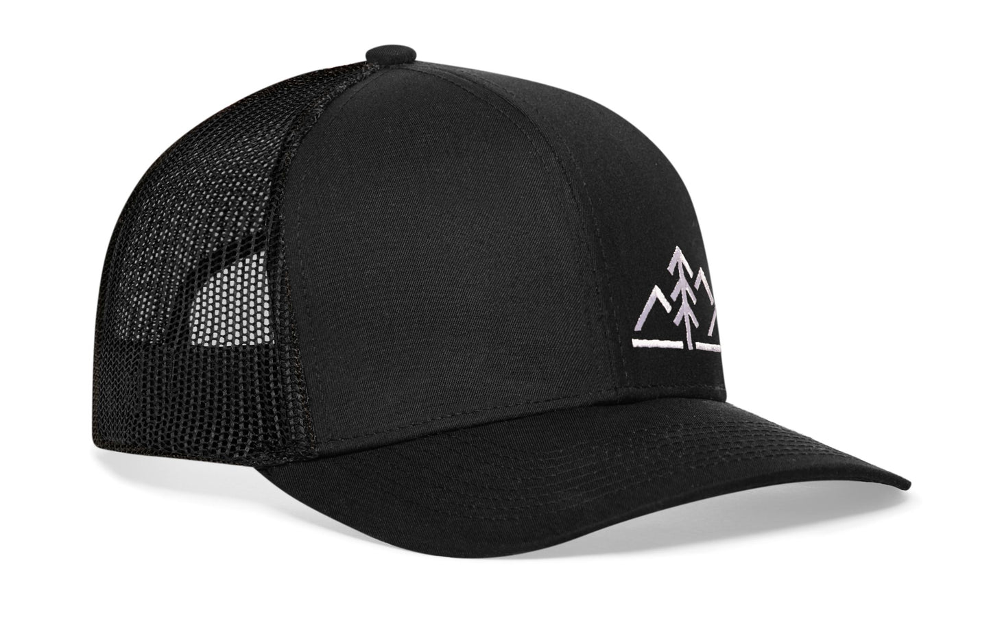 Mountains Trucker Hat | Black Outdoors Snapback